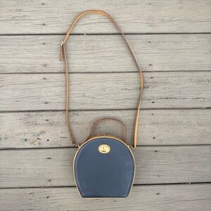 Mark Cross navy and beige leather crossbody bag purse